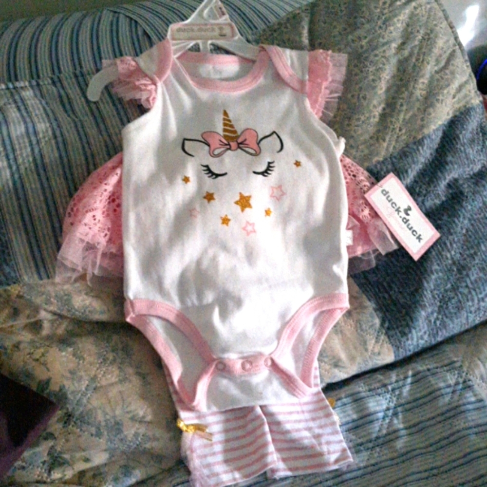 2 PC set, unicorn onesie and pants with tutu